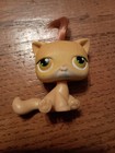 Littlest Pet Shop Lps Tan Short Hair Cat with Hair Green Dot Eyes #78 Hasbro