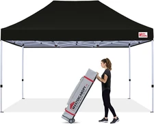 Pop up Canopy Tent Commercial Grade 10X15 Instant Shelter (Black)