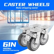 6 inch Heavy Duty Swivel Caster Fixed Wheel with Brake 2000lb Capacity (4Pack)