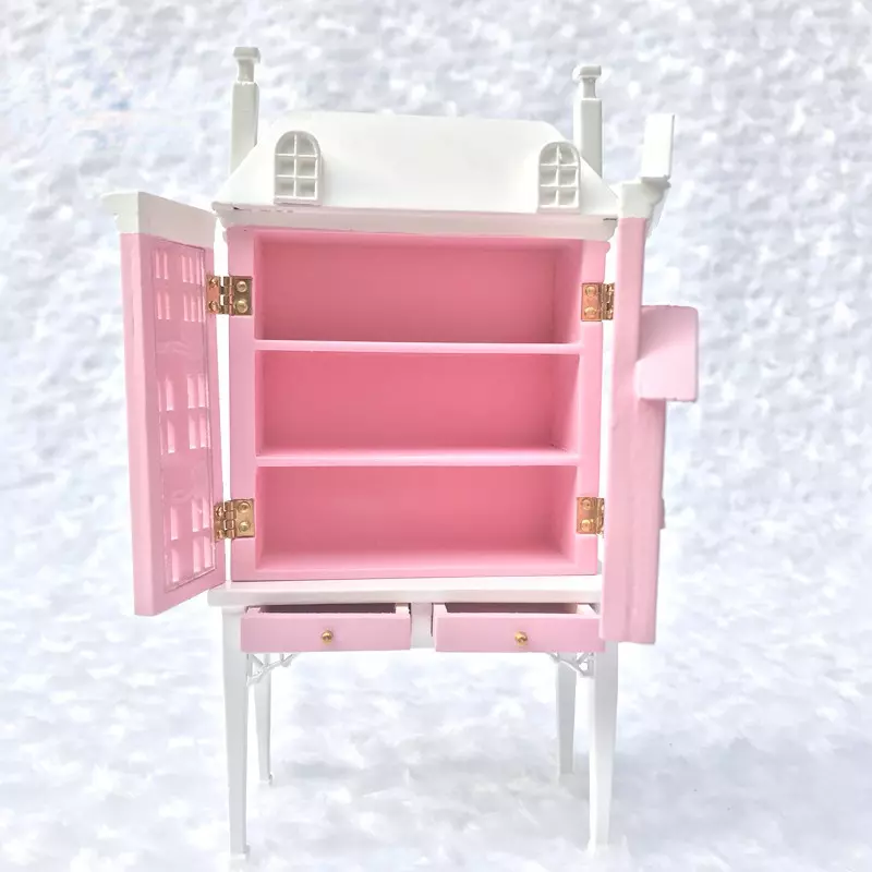 1/12 Miniatura Hecho a Mano Madera Casa de Muñecas Castillo Gabinete Casa de Muñecas Escena Decoración Foto 4 de 4