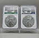 2024 & 2025 Silver Eagle 1st Star & Eagle Privy Marks NGC MS 70 Signed Labels