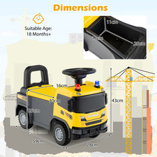 Kids Electric Ride Car Blinking Lights & Storage Space Yellow Push Sound Light
