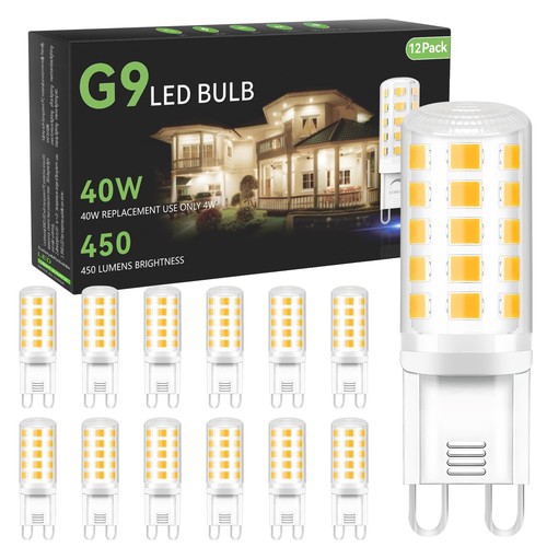 12 Pack G9 LED Bulb 4W, 40 Watt T4 G9 Halogen Equivalent, 4000K Neutral White...