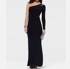 Cache Black Gown One Shoulder Rhinestones Sm