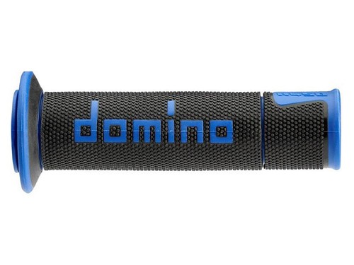 COPPIA MANOPOLE DOMINO ROAD-RACING MOTO NERO/BLU 120-125MM APERTE - Foto 2 di 2