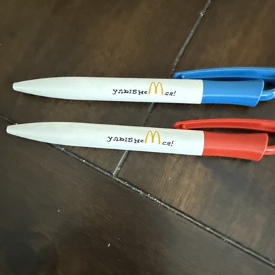 Lot of 2 Vintage McDonalds Pens Russian Needs New Ink. Super Rare