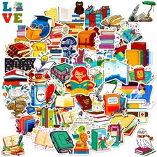 100 Pcs Book Stickers Bulk, Reading Sticker for Water Bottles, Library Sticke...