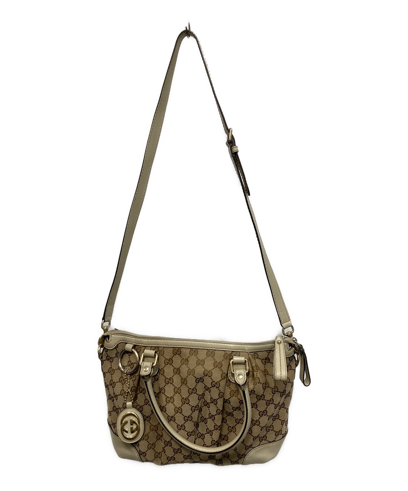 GUCCI Sukey Diamante 2Way Bag Beige Canvas Leather Model 247902 SN2585 thumbnail 14