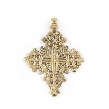 Dire Dawa Ethiopian Brass Cross Pendant 75x55mm African Large Hole Handmade