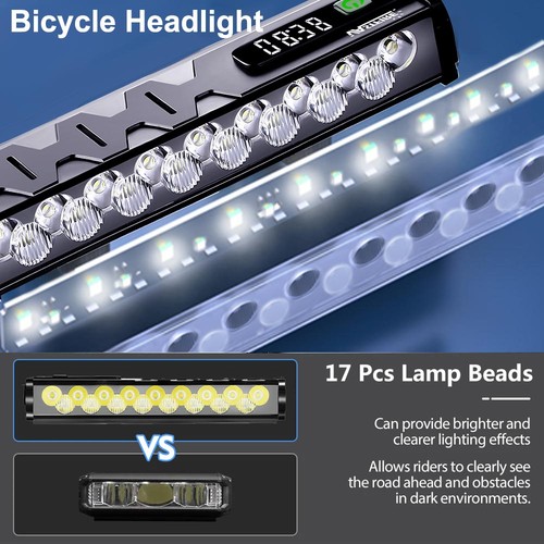 Bicycle Bike LED Head & Tail Light Set USB Rechargeable MTB Front Lamp 10000mAh - Picture 10 of 19