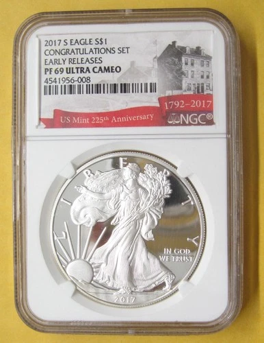 2017-S Proof $1 American Silver Eagle Congratulation Set NGC PF69 Early Releases