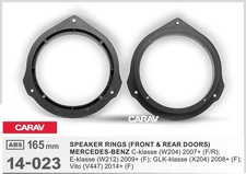 Lautsprecherringe Adapter passend f&uuml;r Mercedes Vito Viano C-Klasse W204 165mm