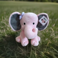 KINREX 9" Soft Pink Elephant Plush Toy for Baby Boy & Girl - Birth Stats Stuffed