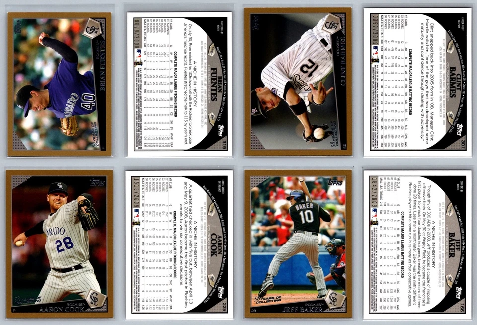 Lote de tarjetas de béisbol Colorado Rockies Topps serie dorada numerada #/2009 (18) casi nuevas Foto 3 de 4