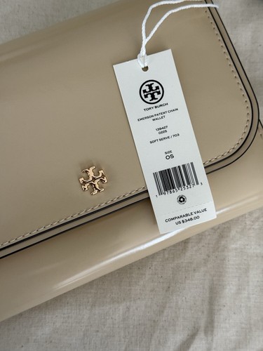 New Tory Burch EMERSON PATENT CHAIN WALLET Crossbody SOFT SERVE - Picture 9 of 10