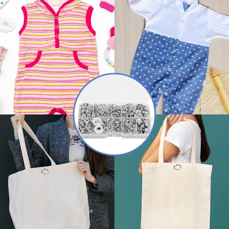 Metal Sewing Button Hollow Prong Ring Press Studs Snap Fasteners Plier Tool Kit - Image 3 of 4