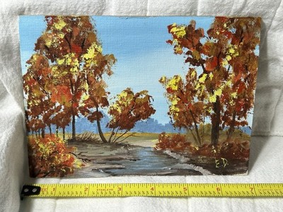 Landscape Oil Painting Miniature Oil Painting Artist Signed E.D. Painting 7 x 5 