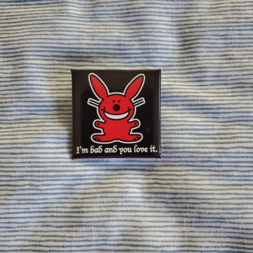 1990's IT'S HAPPY BUNNY PIN "I'm Bad And You Love It" Rare Nostalgic Jim Benton