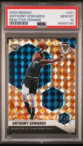 2020 Panini Mosaic Reactive Orange Prizm #201 Anthony Edwards RC Rookie PSA 10
