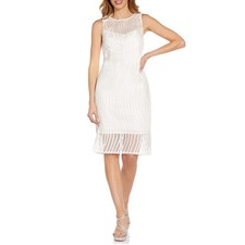 Adrianna Papell Women's Cocktail Dress Size 6 White Sleeveless Cut Out Sheath