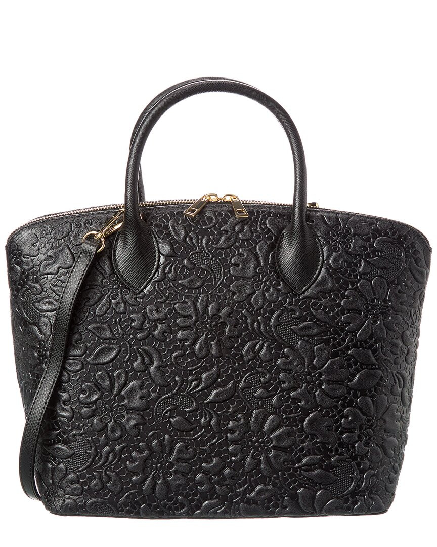 Женская сумка-тоут из кожи с тиснением Persaman New York Alexandra13 черного цвета