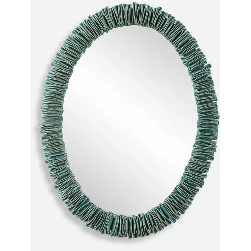 Uttermost 08183 Bonaire Wall Mirror Distressed Mottled Teal Blue Glaze - Picture 1 of 8