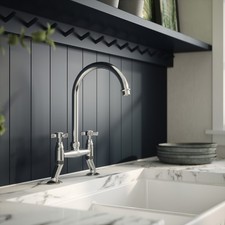Astini Victoria Traditional Twin Cross Head Chrome Bridge Kitchen Mixer Tap