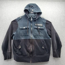 Chicago Bulls Sweatshirt Mens Large Black Gray NBA Basketball Full Zip Hoodie