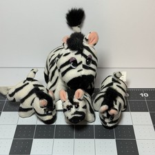 Vintage Galoob 1997 Pound Puppies Jungle Zebra Family Plush Stuffed Animals