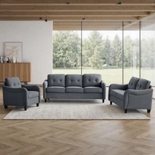 3 Piece Living Room Sofa Sets, Sectional Couch and Loveseat and Armchair Set, Mo