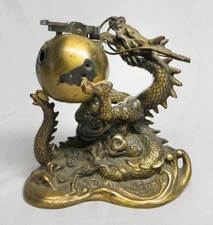 Vintage Brass or Bronze Dragon with Ball Table Lighter - Comoys Of London? VGC!