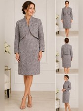 Adrianna Papell Rosette Textured Dress  Jacket Set Size 12 Elegant Occasion