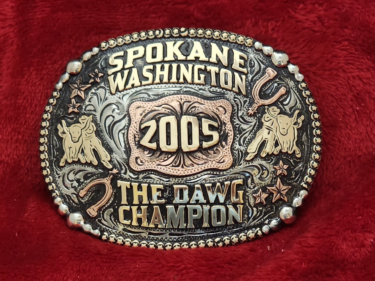 CHAMPION TROPHY BUCKLE☆PRO RODEO BULLDOGGING☆SPOKANE WASHINGTON☆2005☆RARE☆87 eBay