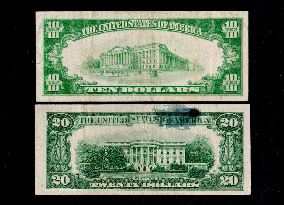 2 pcs $10 1934 $201934-D Federal Reserve Notes New York (118) - Image 2 of 2
