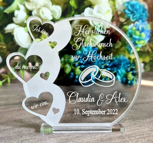 Aufsteller Geschenk + Wunschtextgravur Geschenkidee Hochzeit Jahrestag Gravur