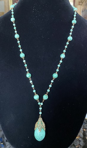 Vintage Art Deco Czech Peking Glass Petite Necklace - Picture 7 of 9