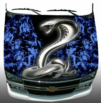 Blue Cobra fire flame Hood Wrap Wraps Sticker Vinyl Decal Blue Cobra fire flame Hood Wrap Wraps Sticker Vinyl Decal