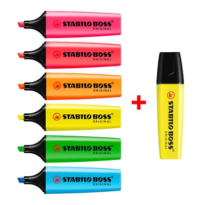 STABILO Boss Neon Original Textmarker Stifte Textmarker Markierer - Pack 7