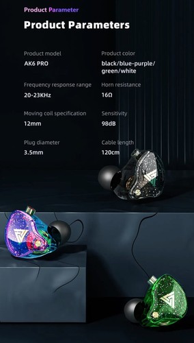 QKZ AK6 PRO In-Ear-Kopfhörer Transparente Sport & Gaming Ohrhörer IPX4 Mikrofon - Picture 8 of 36