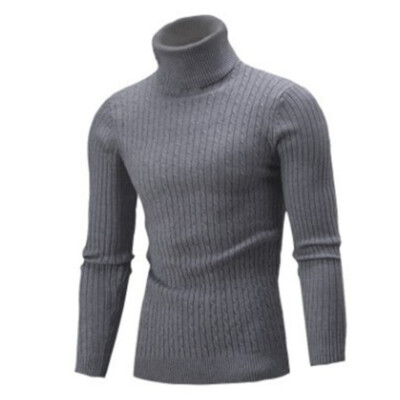 Mens Winter Knitted Turtleneck Sweater Long Sleeve Solid Jumper Knitwear Tops 