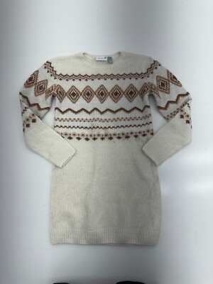 The Childrens Place White Brown Knit Sweater Dress Girls Size 14