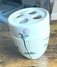 Toothbrush holder with flowers ceramic