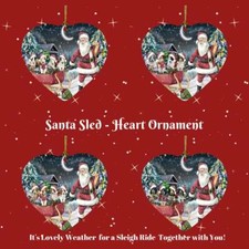 Santa Sled Dogs Cats Pets Photo Heart Christmas Tree Ornament D cor