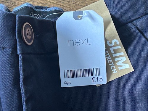 NEXT Boys Slim Fit Navy chinos Age 13 BNWT - Picture 2 of 6