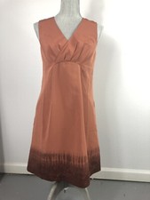 Vera Wang Womens 4 Tie Dye Orange Brown Trim Sleeveless Vneck Casual Dress