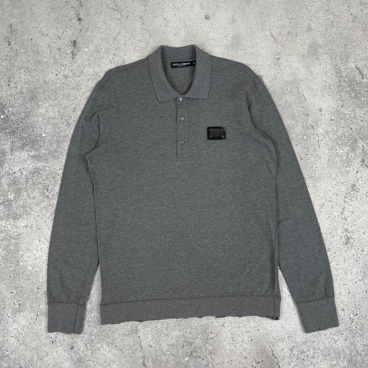 Dolce & Gabbana Gym Collection Long Sleeve Polo Shirt Mens Grey