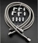SS Braided Transmission Cool Hoses Lines Kit For Chevy Ford TH350 700R4 TH400