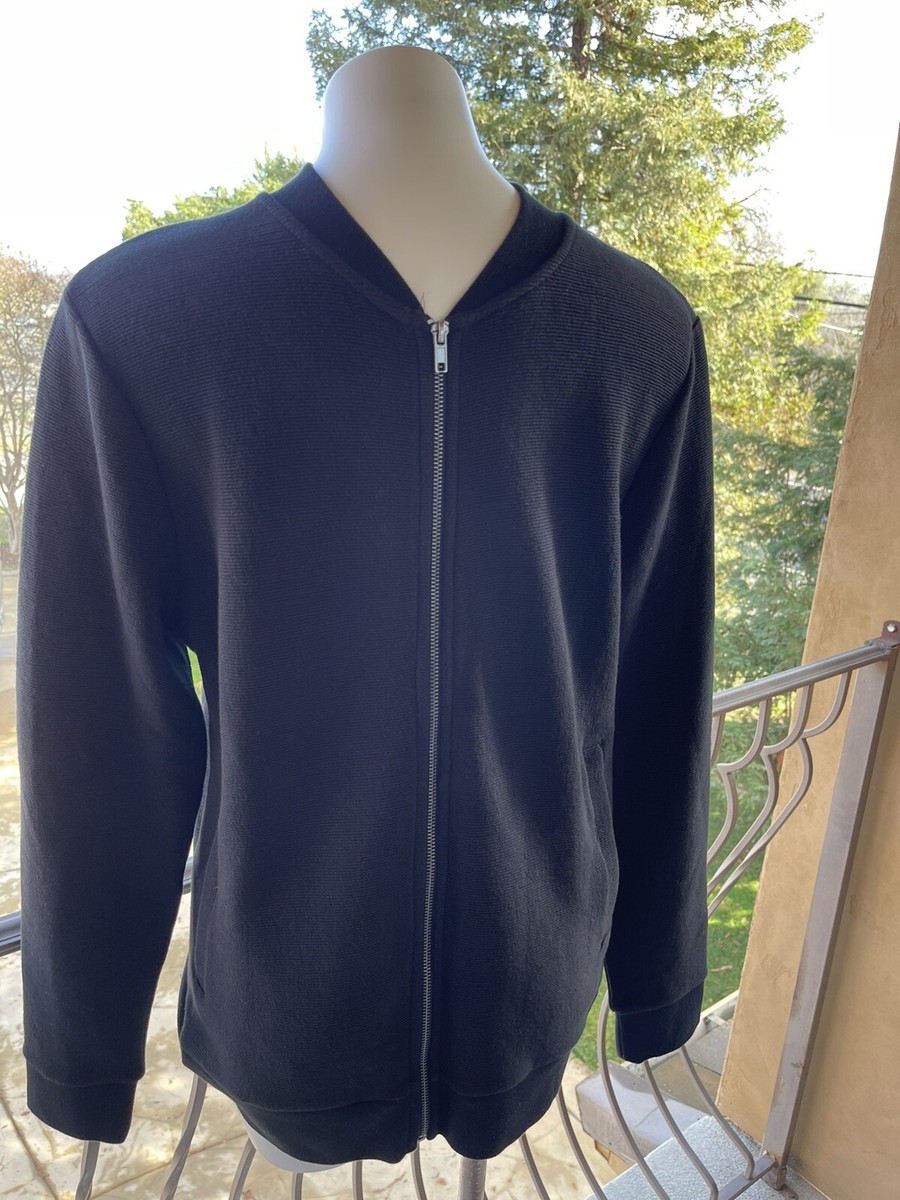 H&M Men Cotton Knit Cardigan Black Zip Up Long Sleeve Sz Medium