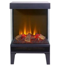 BLACK ELECTRIC STOVE FIRE HEATER 3 SIDED GLASS LOG FUEL BED VERSATILE 2kW