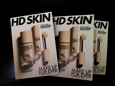 Make Up For Ever HD Skin Foundation 4 shades, 3 Sample Cards NEW